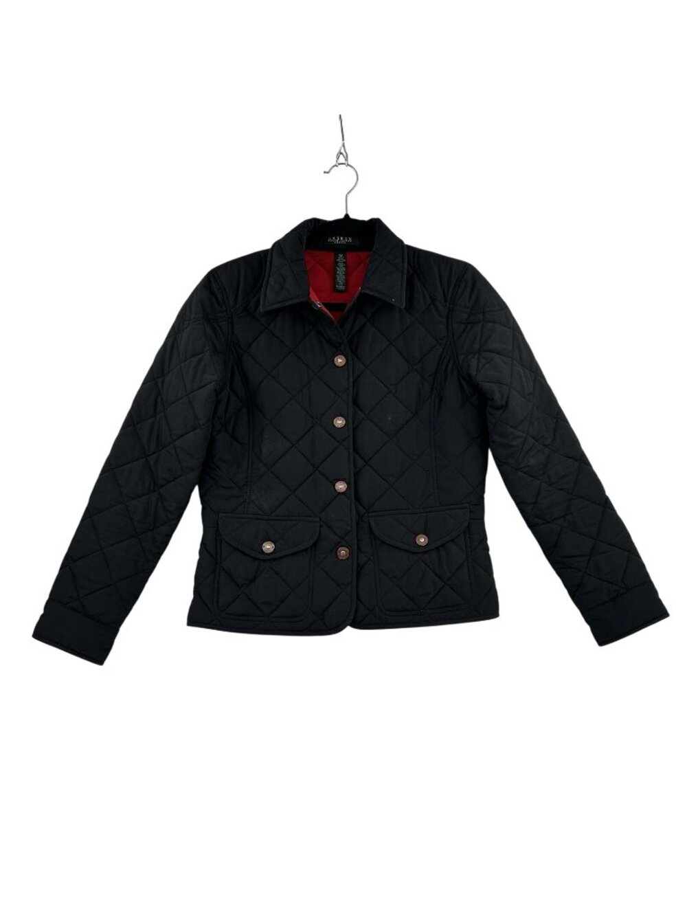 Lauren Ralph Lauren Womens PM Petite Black Diamond Classic Quilted Jacket Coat